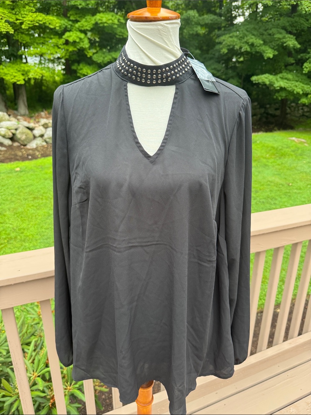 Torrid Black studded blouse georgette keyhole collar neck
